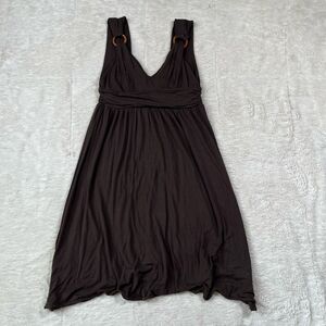 Vintage Y2K Victorias Secret Midi Brown Boho V Neck Chic Dress